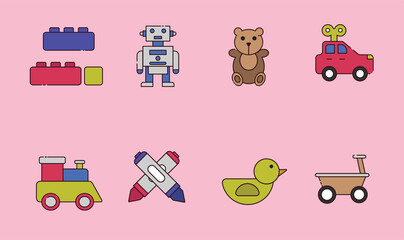 colorful colorful icon set with kids theme. 