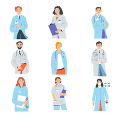 Doctors wearing coats, taking notes on notebook