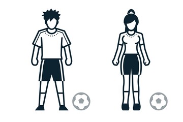 Soccer, Football, Sport Player, People and Clothing icons with White Background