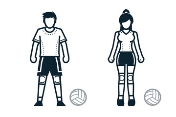 Volleyball, Sport Player, People and Clothing icons with White Background