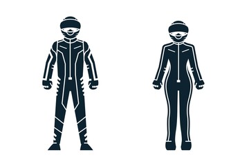 Motorcyclist, Sport Player, People and Clothing icons with White Background