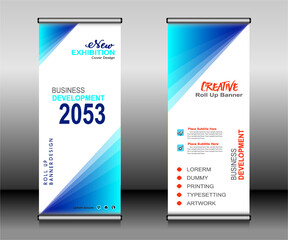 Roll up banner template design,banner layout, advertisement, pull up, polygon background.