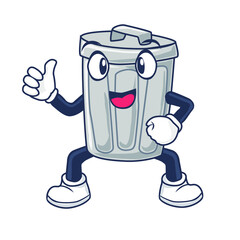 Trash Can Bin Mascot Vector Illustration 