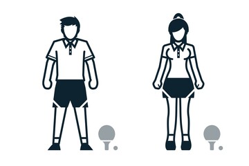 Table Tennis, Sport Player, People and Clothing icons with White Background