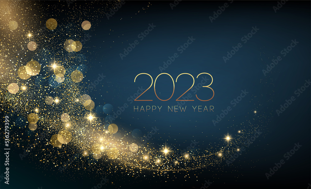 Leinwandbilder 2023 new year abstract shiny color gold wave design element