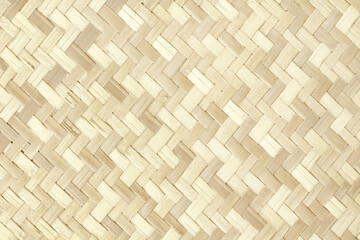 Old bamboo weave texture background, pattern of woven rattan mat in vintage style.