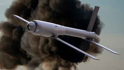 Loitering Munition-type Kamikaze combat drone - obrazy, fototapety, plakaty