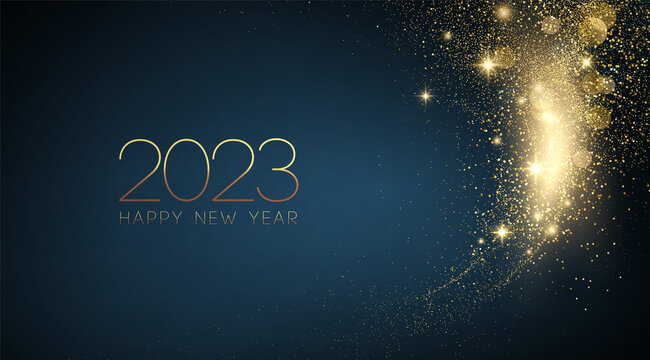 2023 New Year Abstract shiny color gold wave design element