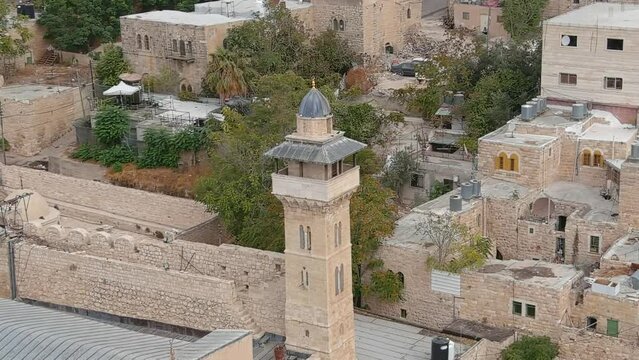 Cave of the Patriarchs Mosque tower minaret, Hebron, aerial

Aerial view from Israel Hebron City Cave of the Patriarchs, 2022
