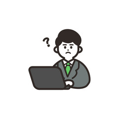 PCがわからないスーツの男性 green