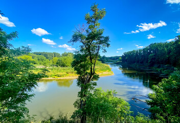Meanders of the Morava River in the lower reaches of the river near Bzenec. The last unregulated section of the Morava River.