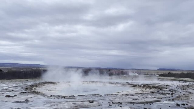Iceland hot water geyser bubbles.