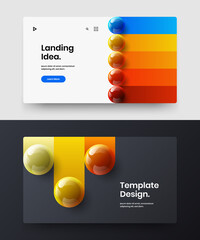 Premium banner design vector layout set. Colorful realistic spheres pamphlet concept collection.