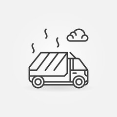 Garbage Truck outline vector concept icon or sign