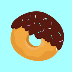 chocolate donut on blue background