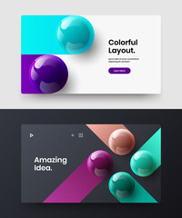 Original 3D spheres company cover layout collection. Isolated web banner vector design template composition.