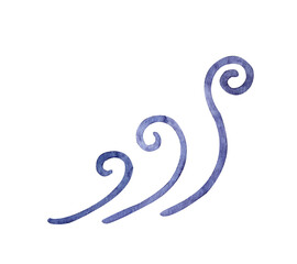 Watercolor wind symbol. Isolated illustration on white background. Hand drawn painting.