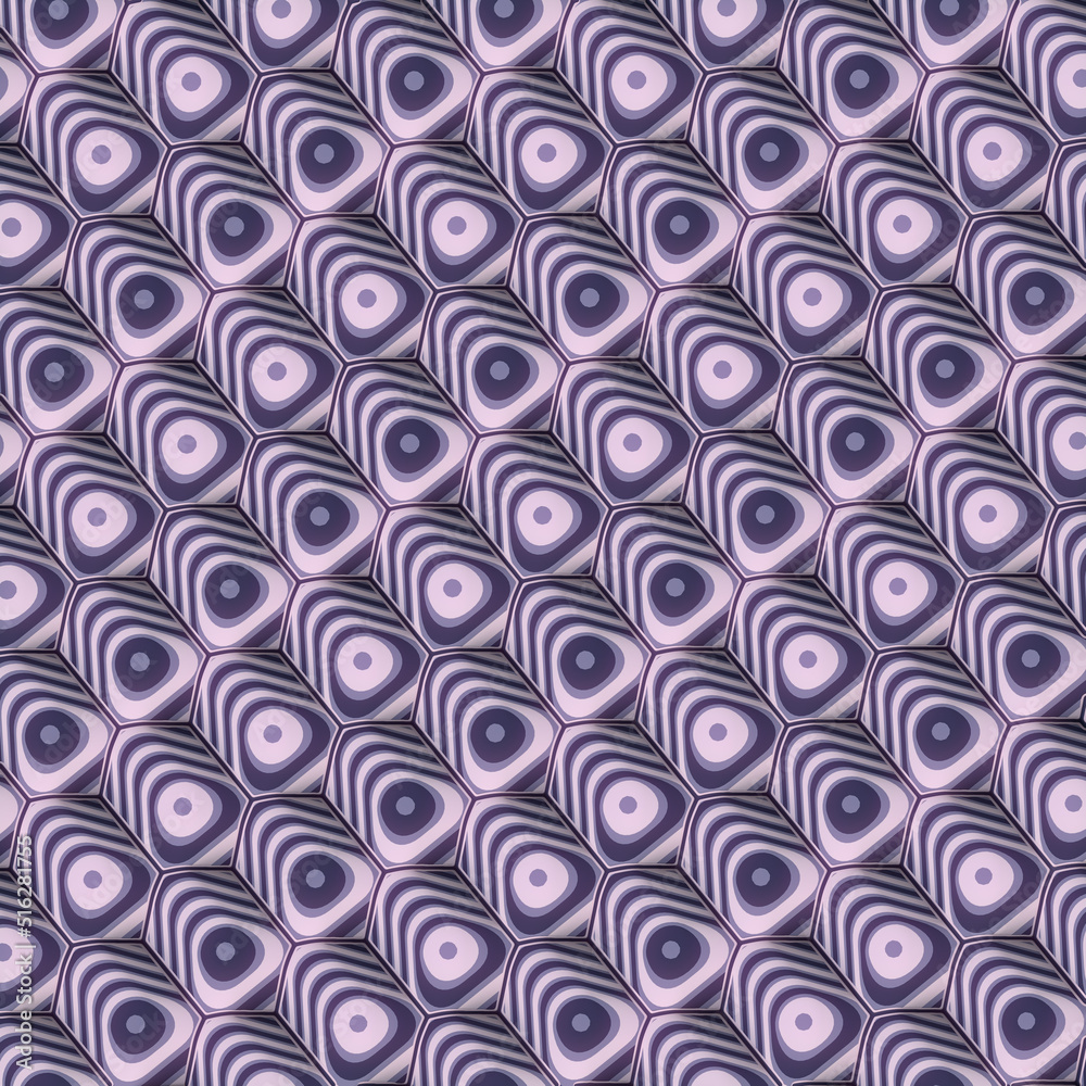 Aufkleber Orthographic projection of rounded rectangles in modern style. Abstract geometric design. 3d render digital illustration