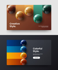 Fresh 3D balls web banner illustration bundle. Unique presentation vector design template composition.