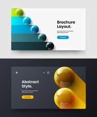 Original 3D balls site illustration bundle. Fresh website design vector layout collection.