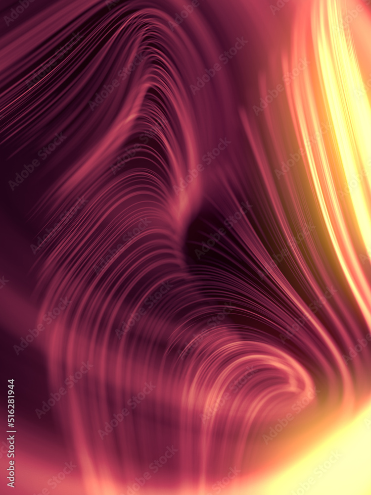 Poster Glowing lines of magical energy abstract composition. Decoration element background. 3d rendering digital illustration