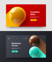 Premium realistic spheres corporate identity illustration collection. Fresh presentation design vector template composition.