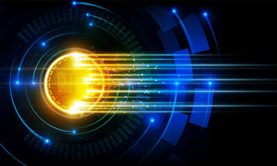 Abstract NFT Bitcoin and Coins are falling apart in futuristic Light out technology background Hitech communication concept innovation background, vector design