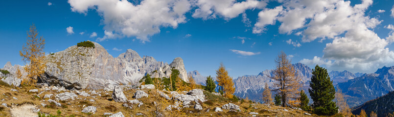 Autumn Dolomites mountain rocky view, Sudtirol, Italy