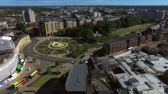 aerial view of Queens Gardens, Kinston upon Hull City park Leisure and events space 