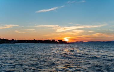 Obraz premium sunset over the coast of Supetar