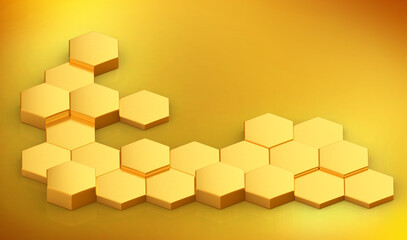 Hexagonal golden background. 3d rendering.