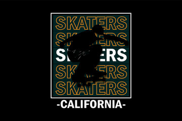 Skaters California Retro Vintage Design Landscape