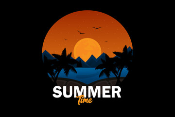 Summer Time Retro Vintage Design Landscape