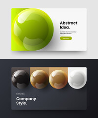 Modern horizontal cover design vector illustration composition. Geometric realistic balls annual report concept collection.