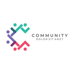 Community logo , community network , and people check.Logos for teams or groups , kindergartens , and companies. With vector illustration editing.