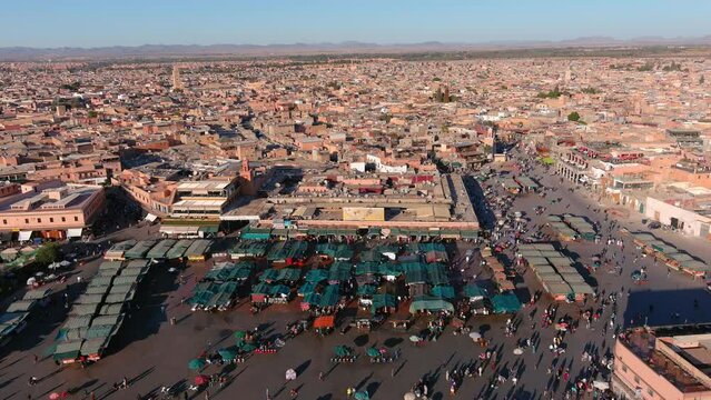 
Jemaa el-Fnaa market ,Marrakech, Morocco, Aerial view,2022

Jemaa el-Fnaa is a square and market place in Marrakesh's medina quarter (old city), drone view, Marrakech Morocco, July,06,2022 
