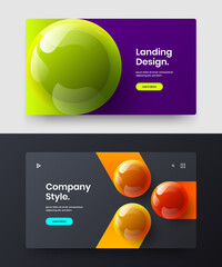 Abstract 3D balls corporate cover concept collection. Minimalistic annual report design vector layout bundle.