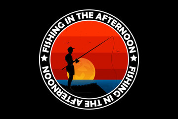 Fishing in the Afternoon Retro Design Landscape