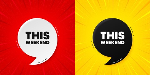This weekend tag. Flash offer banner with quote. Special offer sign. Sale promotion symbol. Starburst beam banner. This weekend speech bubble. Vector