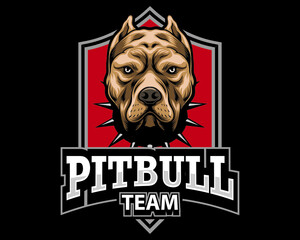 pitbull team  emblem style logo vector