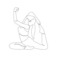 Yoga girl continuous line drawing minimalist design one line drawing of woman in yoga pose exercise