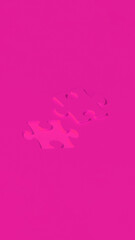 a piece of stone puzzle. Cutout from puzzle lies next to game. Vertical image. 3D drawing. 3D rendering.