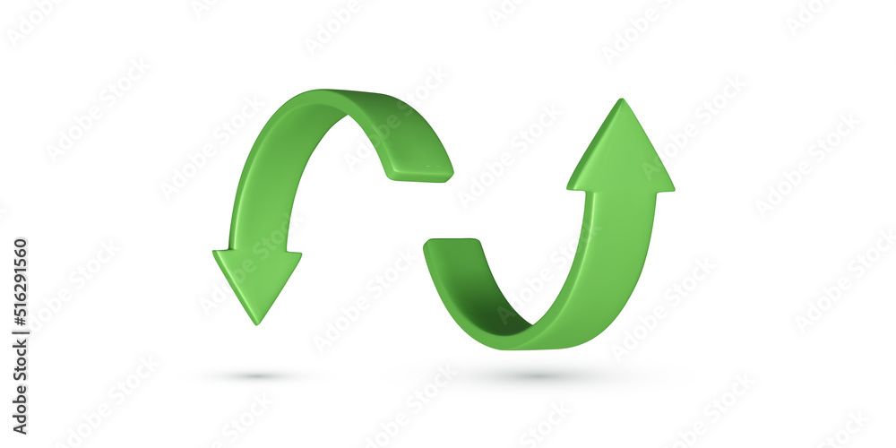 Poster green circle arrows up and down direction. arrow sign or icon for web button and interface and navig