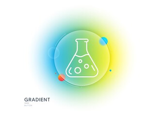 Chemistry lab line icon. Gradient blur button with glassmorphism. Laboratory flask sign. Analysis symbol. Transparent glass design. Chemistry lab line icon. Vector