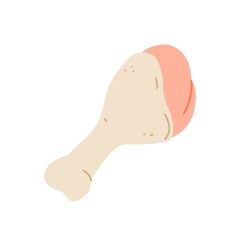 Chicken drumstick flat vector illustration isolated on white background