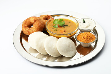Traditional breakfast of South India IDLY served with sambar & Chutney