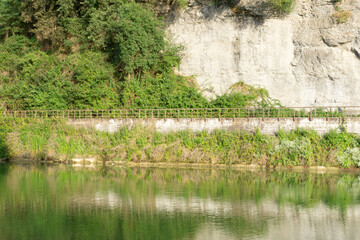 Railing on a promenade by Lake Navarcles