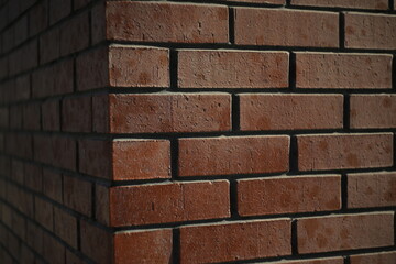 red color brick wall, wide panorama of the wall