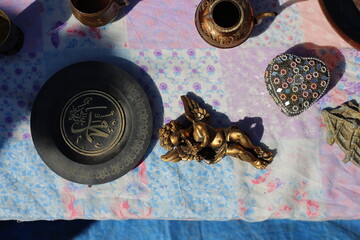 Islamic calligraphic Name of God And Name of Prophet Muhamad with verse from Quran Baqarah Ayat Al Kursi translat: "God There is no god but He the Living, The Self-subsisting, Eterna"