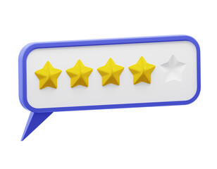  Speech bubble with glossy yellow stars. Review rating bubble.